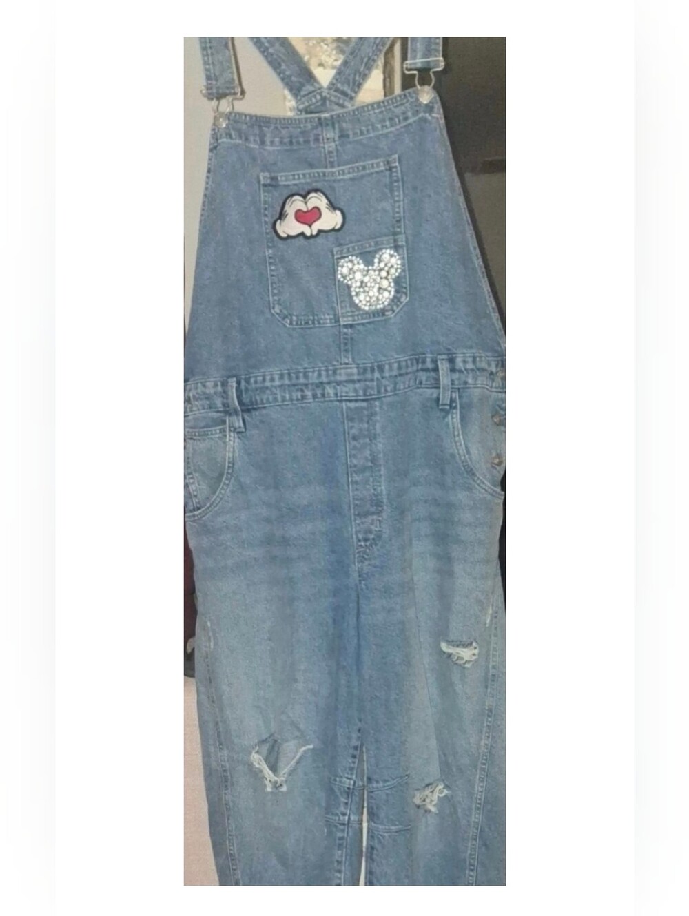 Scoop Denim Blue Overall W/Disney Embellishments